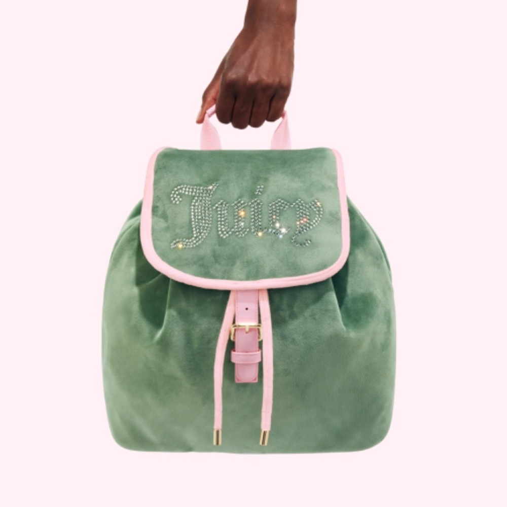 NWT Stoney Clover Lane + Juicy Couture Embellished Flap Backpack Green